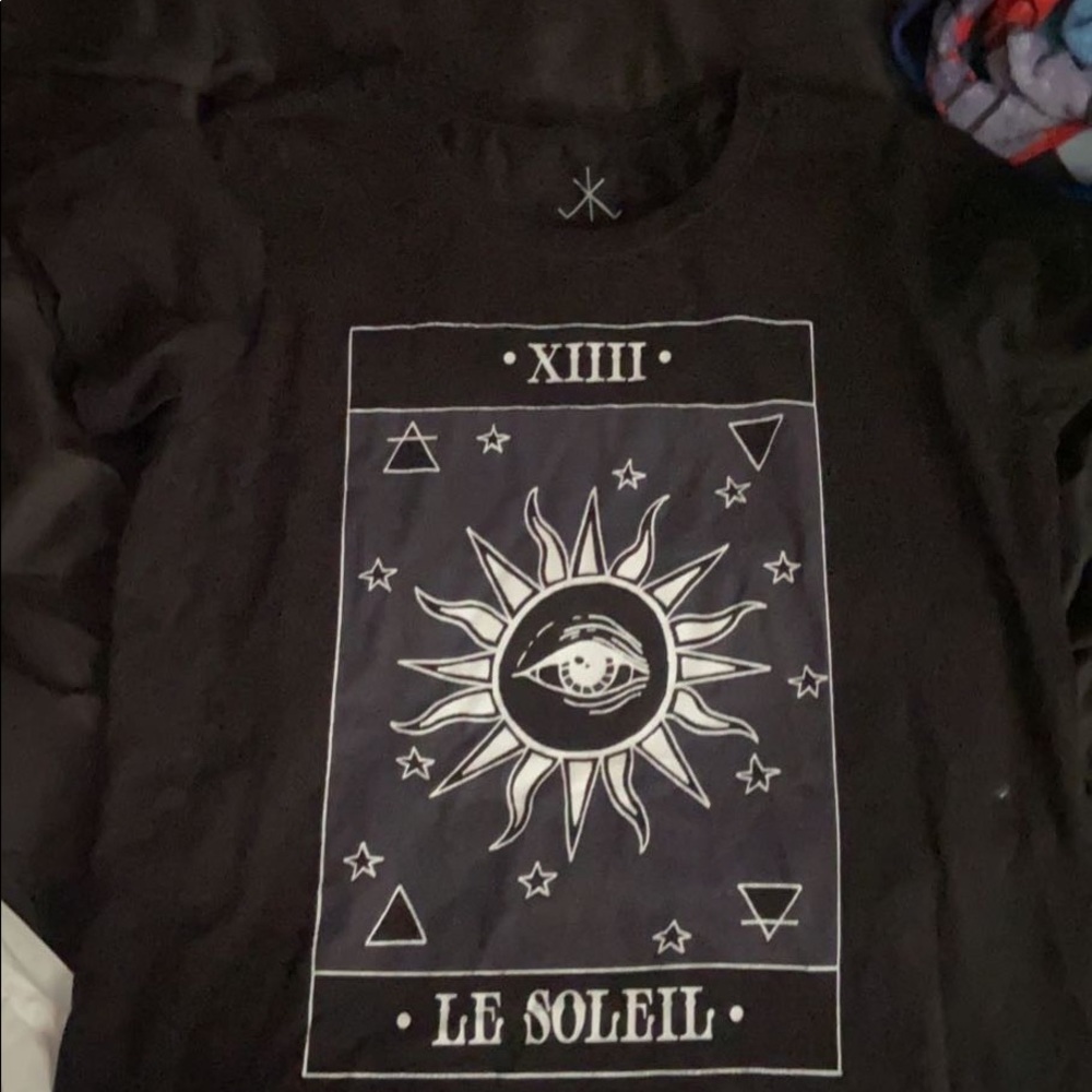 black graphic t shirt, size L, worn twice